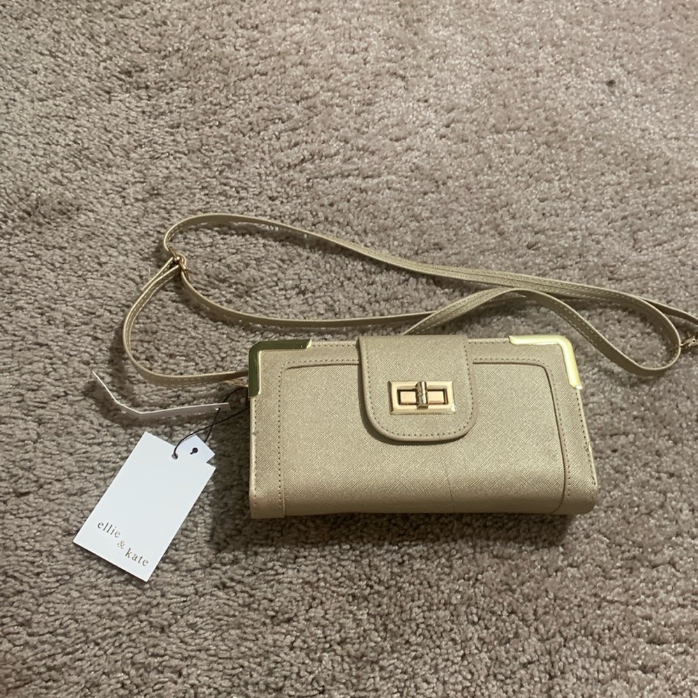 Gold cross body wallet
